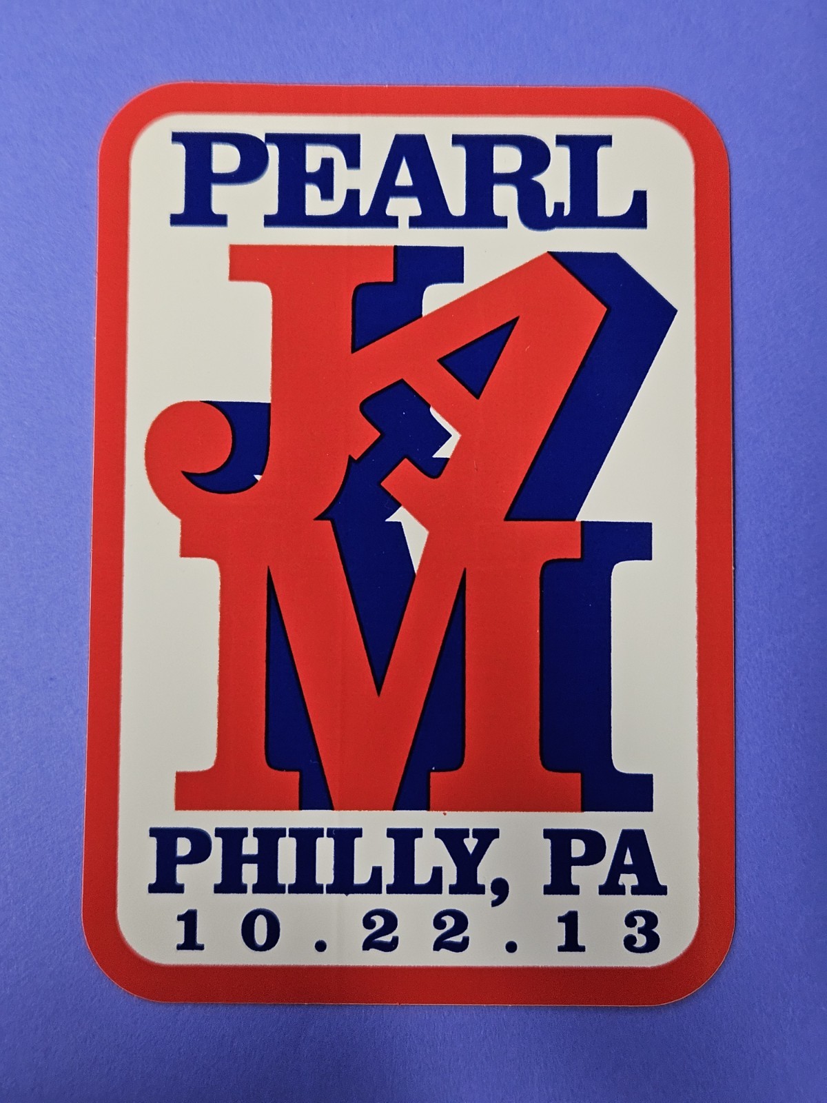 Pearl Jam Sticker Philly 10/22/13 Original 2013 Lightning Bolt Tour