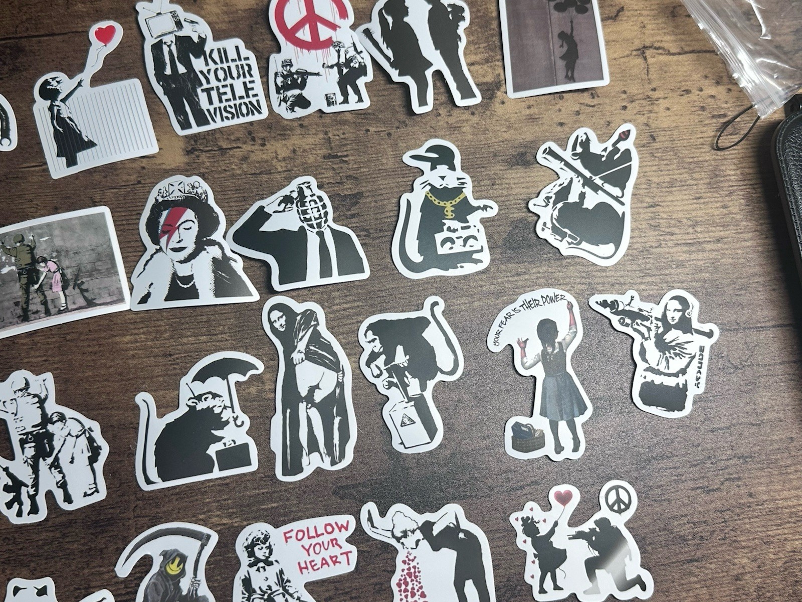 30PCS Banksy Sculptures Flower Thrower Stickers Cool Street Art