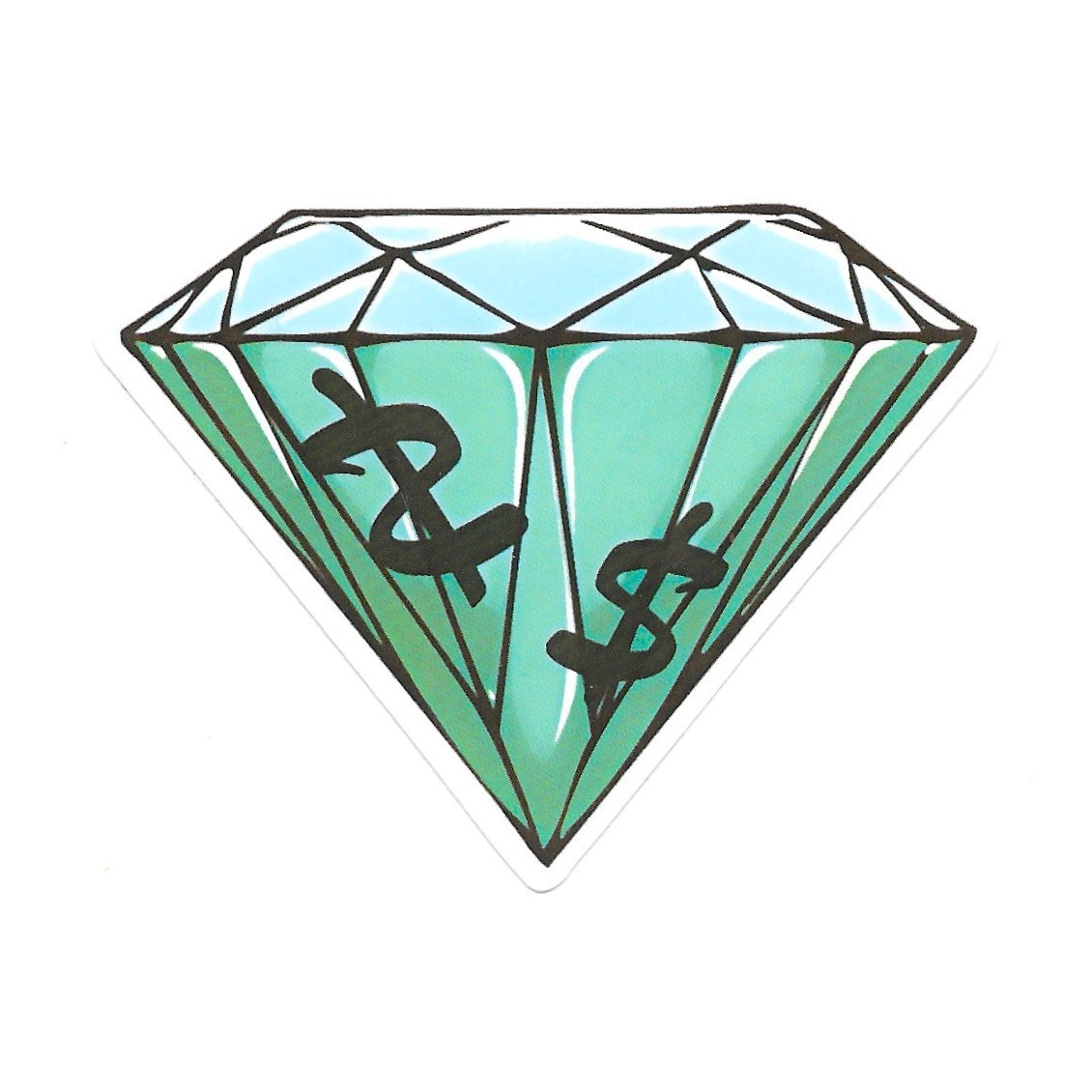 Money Diamond Vinyl Sticker Gemstone Dollar Sign Wealth Luxury Jewelry Decal