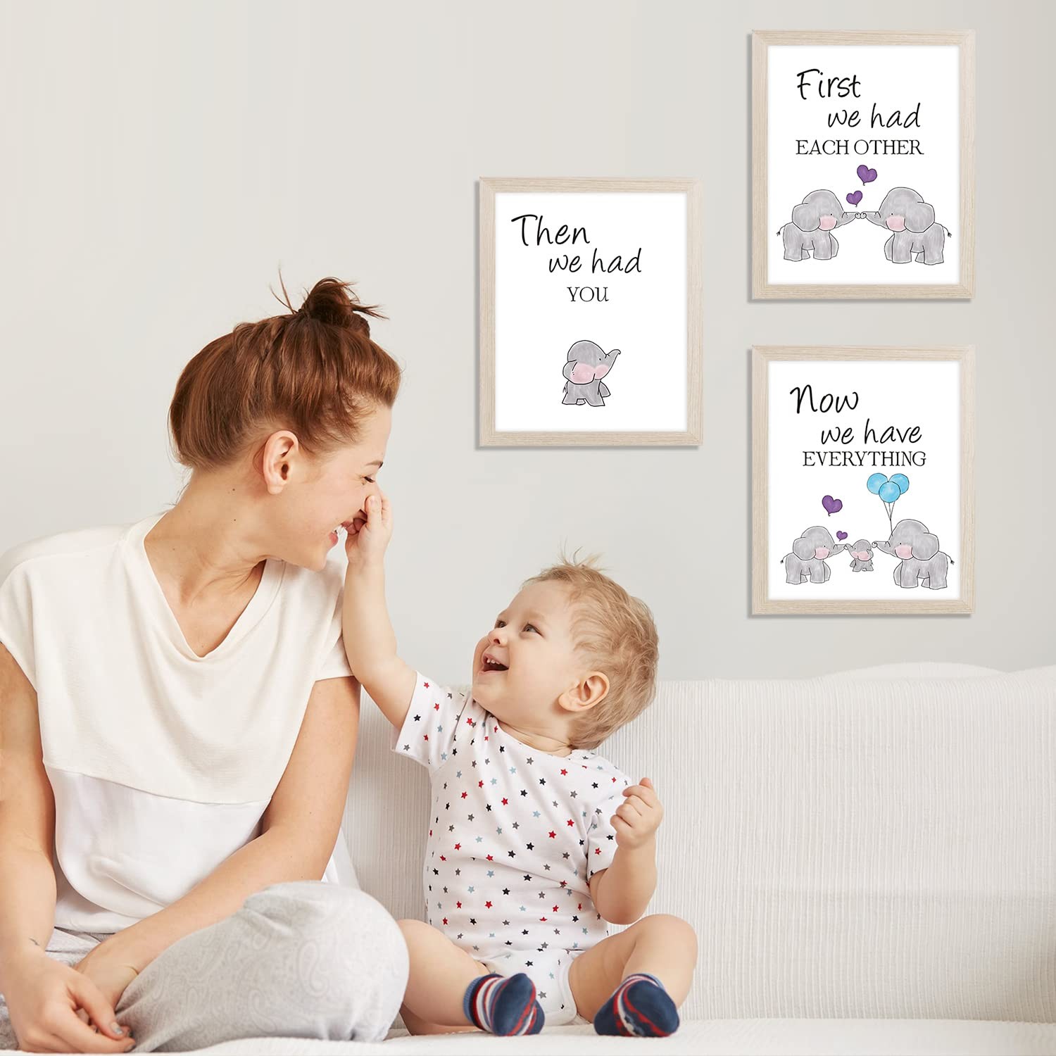 Elephant Family Framed Canvas Wall Art ,First We Had Each Other Quote Art Pri…
