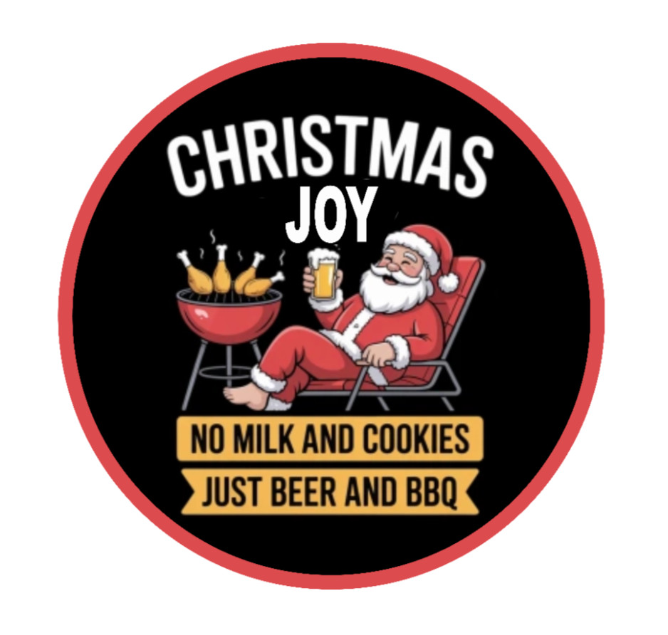Christmas – Joy Beer and BBQ – 4" Vinyl Decal Sticker Decor Laptop Cup Cooler 25