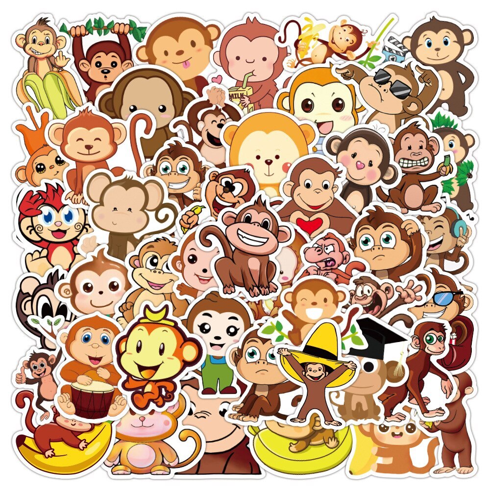 MONKEY Waterproof Stickers ~ Wild Exotic Jungle Animals ~ Removable Vinyl Decals
