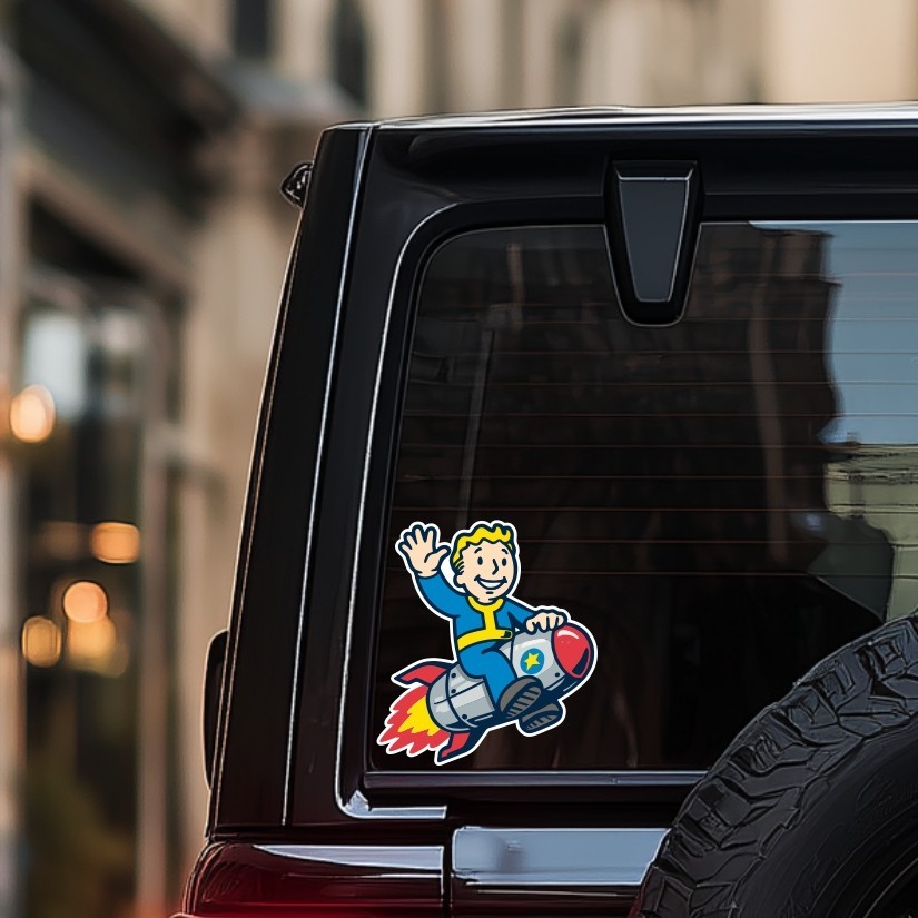 Boy Riding a Bomb Fallout Precision Cut Decal
