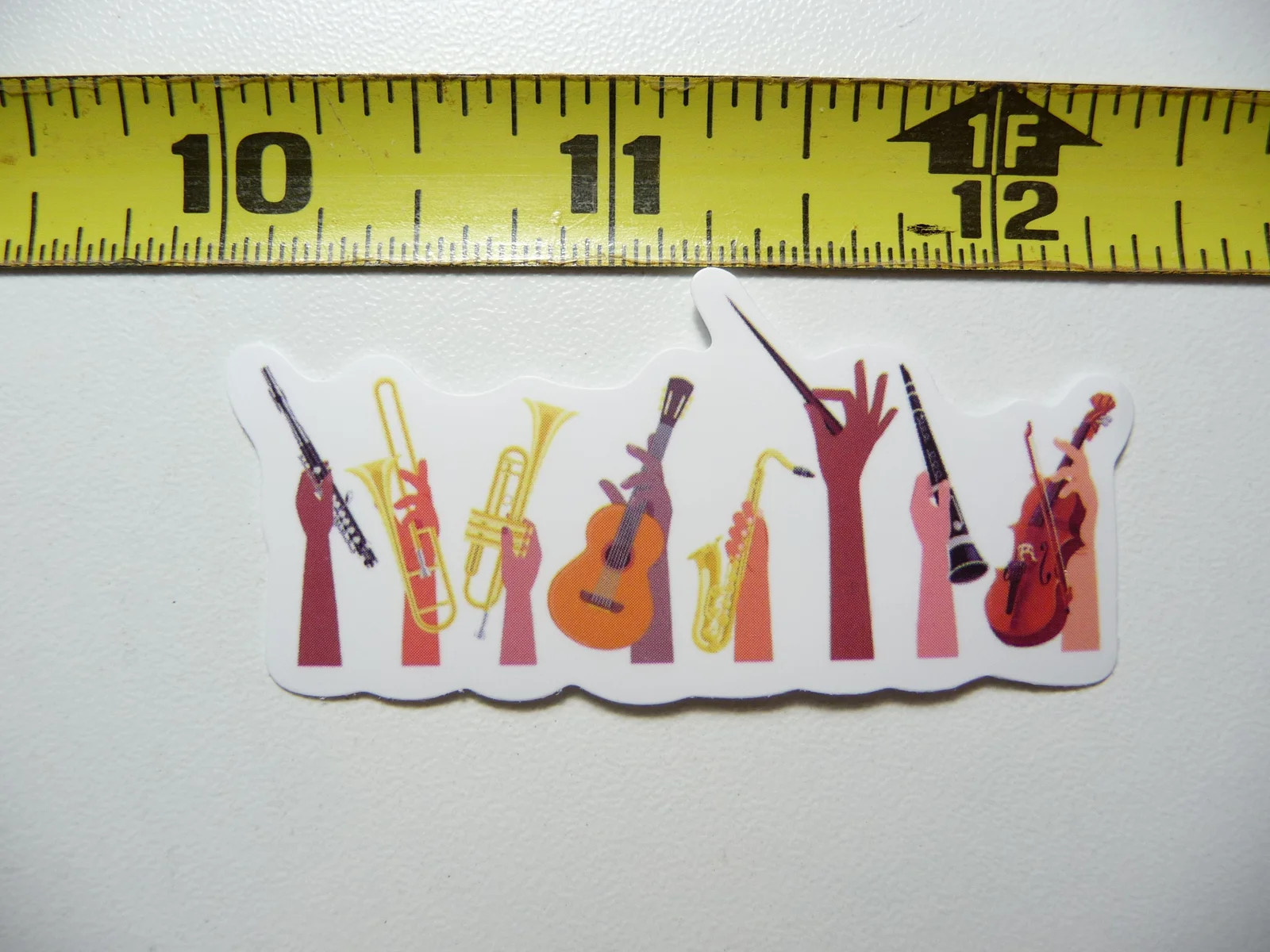 HOLD UP VARIOUS MUSICAL INSTRUMENTS SMALL STICKER DECAL MUSICIAN FAN BAND SONG