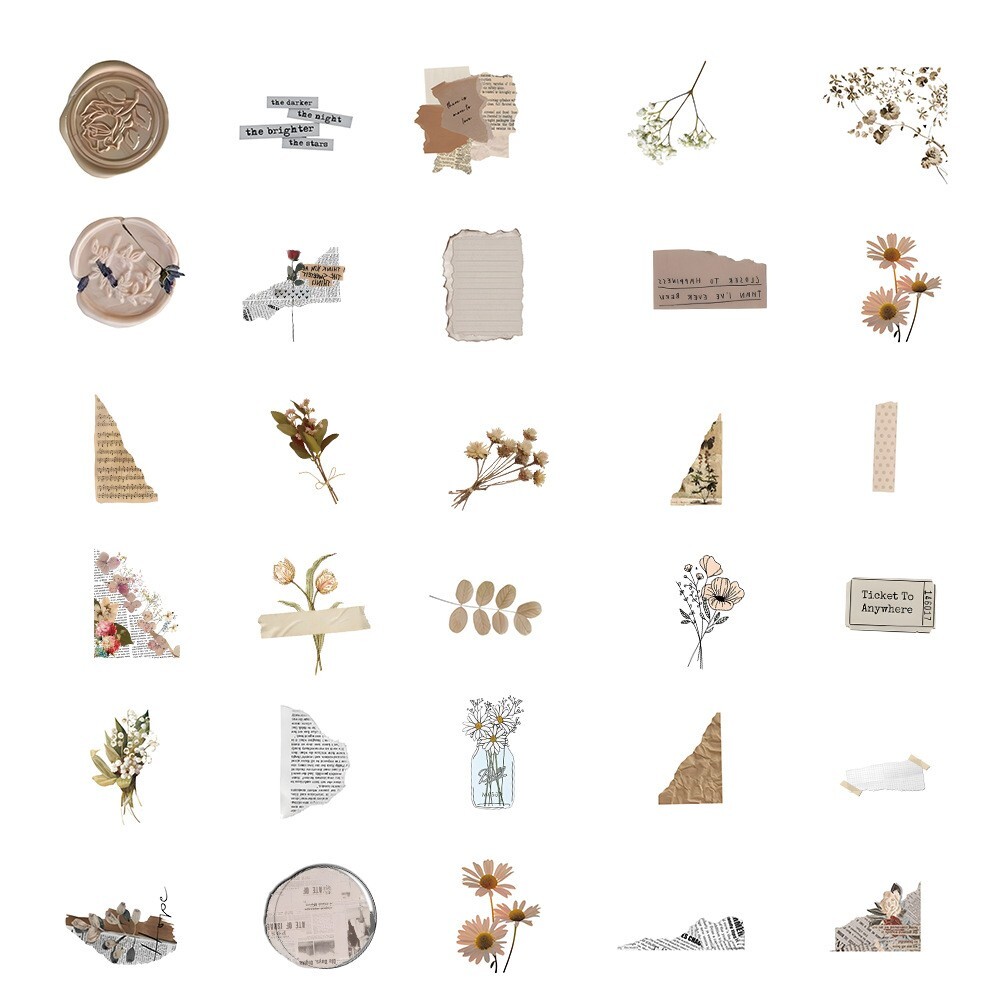 200pcs Retro Cottagecore Vintage STICKER PACK，#201206226251