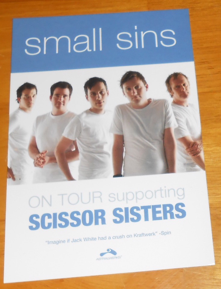 Small Sins Scissor Sisters Card Handbill Flyer Original Promo 6×4