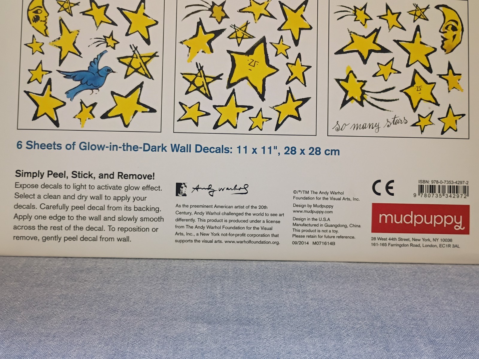 MUDPUPPY & Andy Warhol "So Many Stars" Wall Decals, Glow in The Dark,