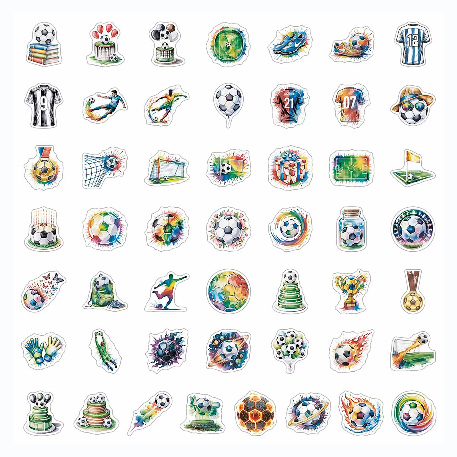 50 PCS Soccer Fan Sticker Pack Football Ball Jersey Goal Trophy Coach Gift