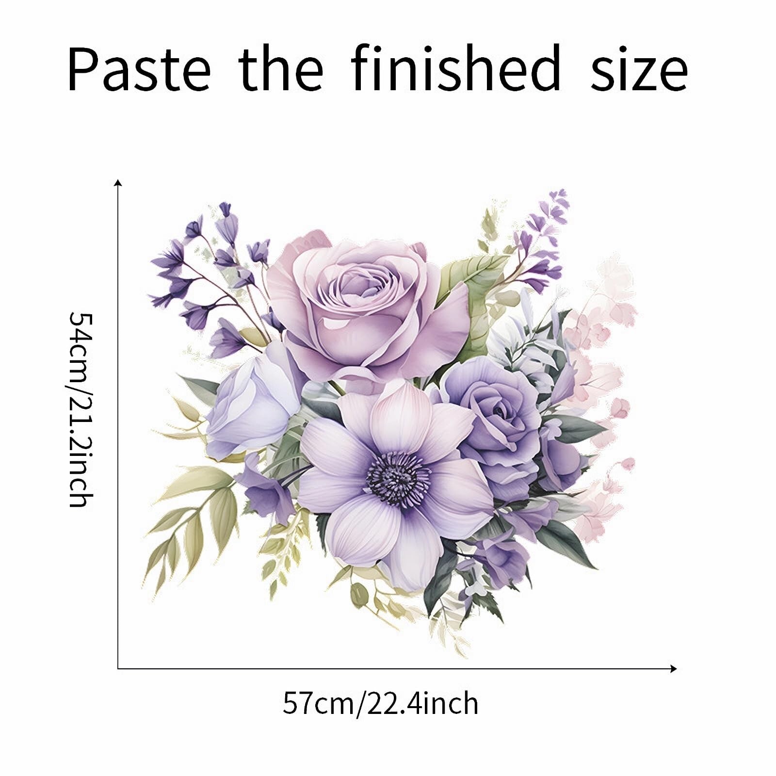 Purple Rose Daisy Flower Wall Stickers, sacinora Watercolor Romantic Floral A…
