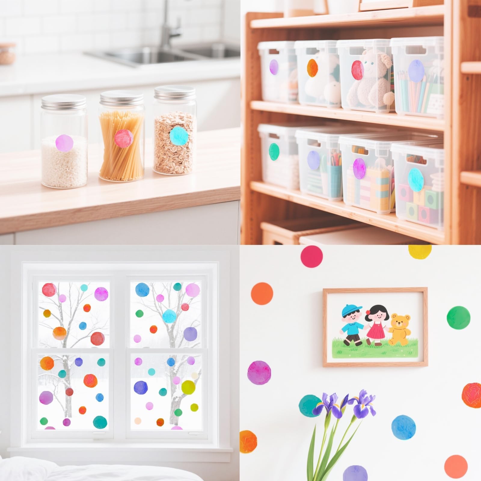 152Pcs Polka Dot Wall Decals Colorful Peel and Stick Stickers, Removable Deco…