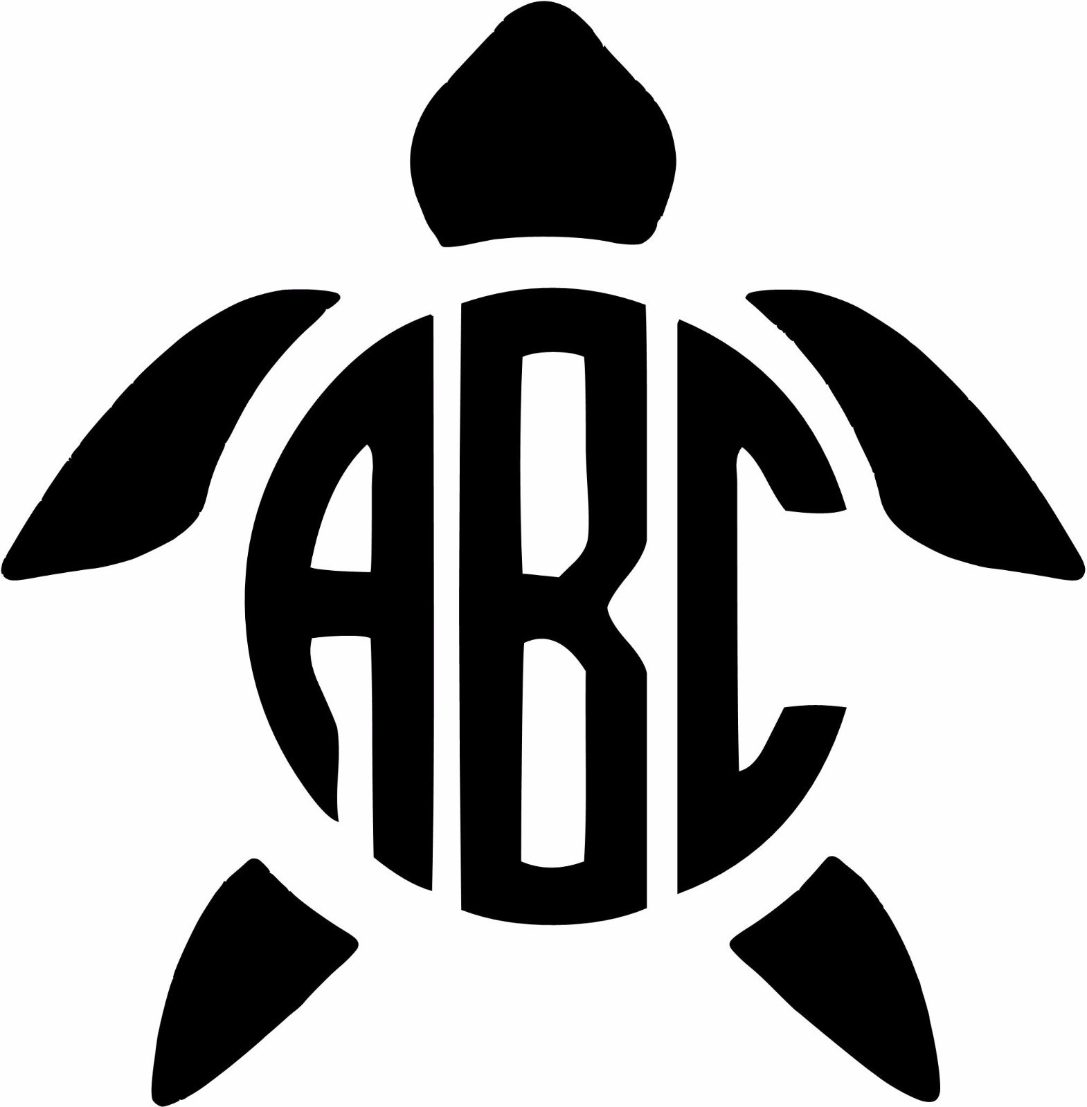 Custom Turtle Monogram personalized Initials Vinyl Decal U Pick SIZE + COLOR