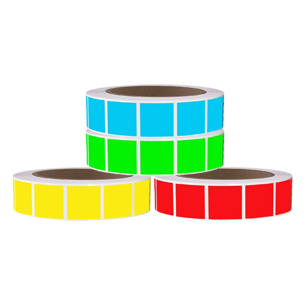 4 Rolls Color Coding Labels: 1 X 1 Inch Self-Adhesive Colored Label Stickers,