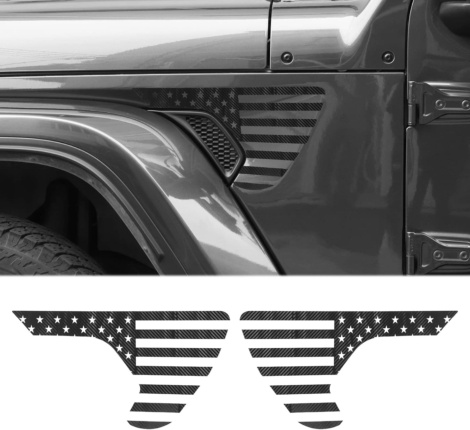 American Flag Decals Side Fender Vinyl USA Flag Stickers Exterior For Jeep Wrang