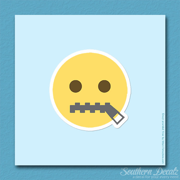 Zipped Lip Zipper Emoji – Vinyl Decal Sticker – c180 – 3.75" x 3.75"