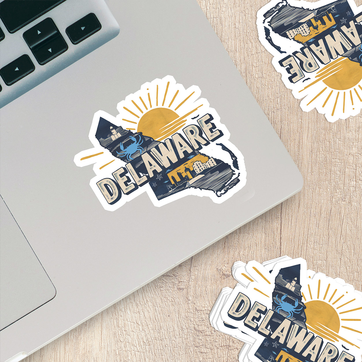 Retro Vinyl State Sticker – Delaware