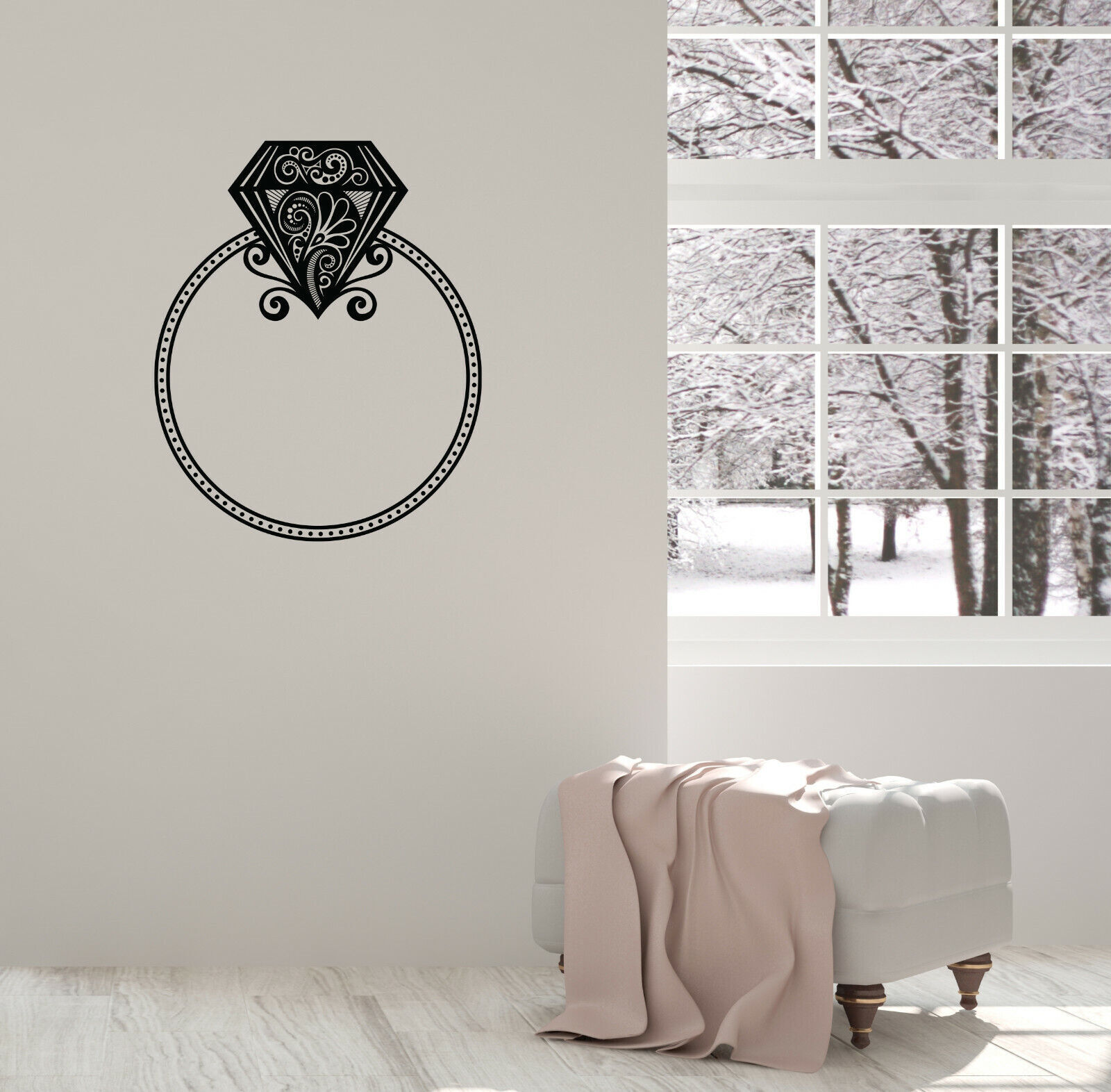 Vinyl Decal Wall Sticker Wedding Ring with Diamond Bride Room Decor (n1468)