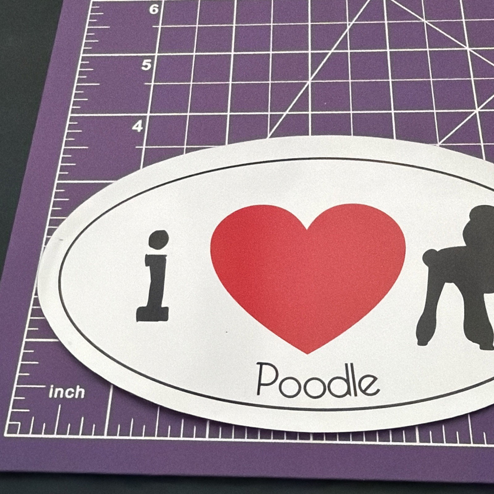 I Love Poodle Refrigerator Magnet-6” X 3.5” Oval-Black French Poodle