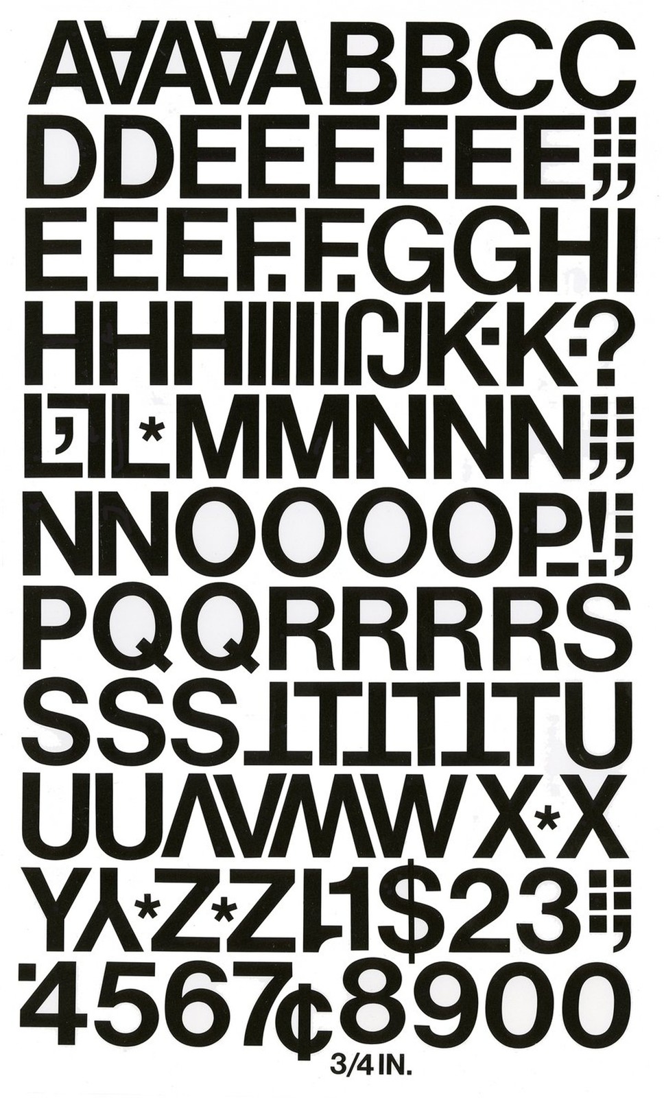Chartpak Self-Adhesive Vinyl Capital Letters and Numbers, 3/4 Inches High, Bl…
