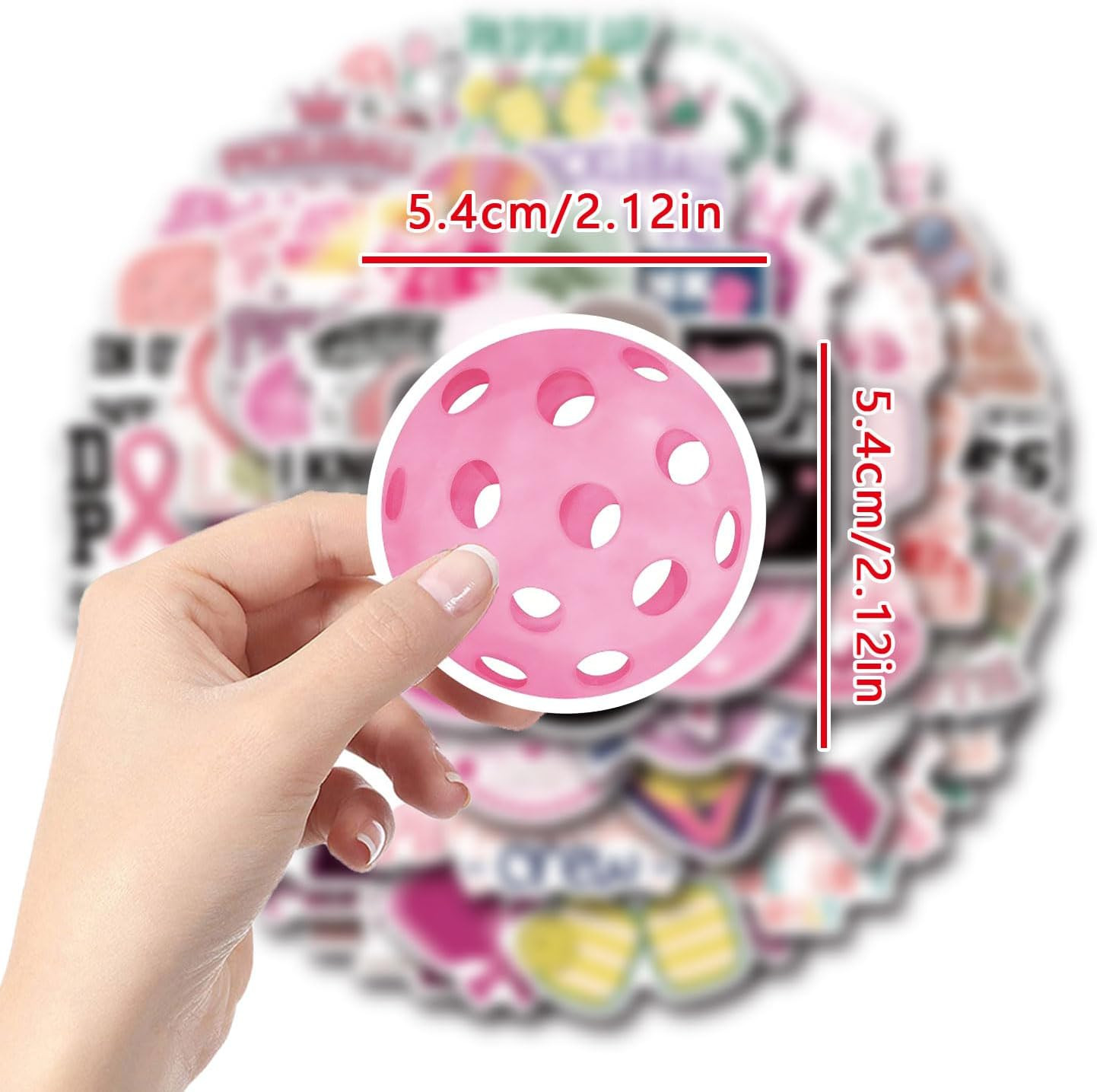 60 Pink Pickleball Stickers – Vinyl Waterproof Decals for Laptops & Water Bottle
