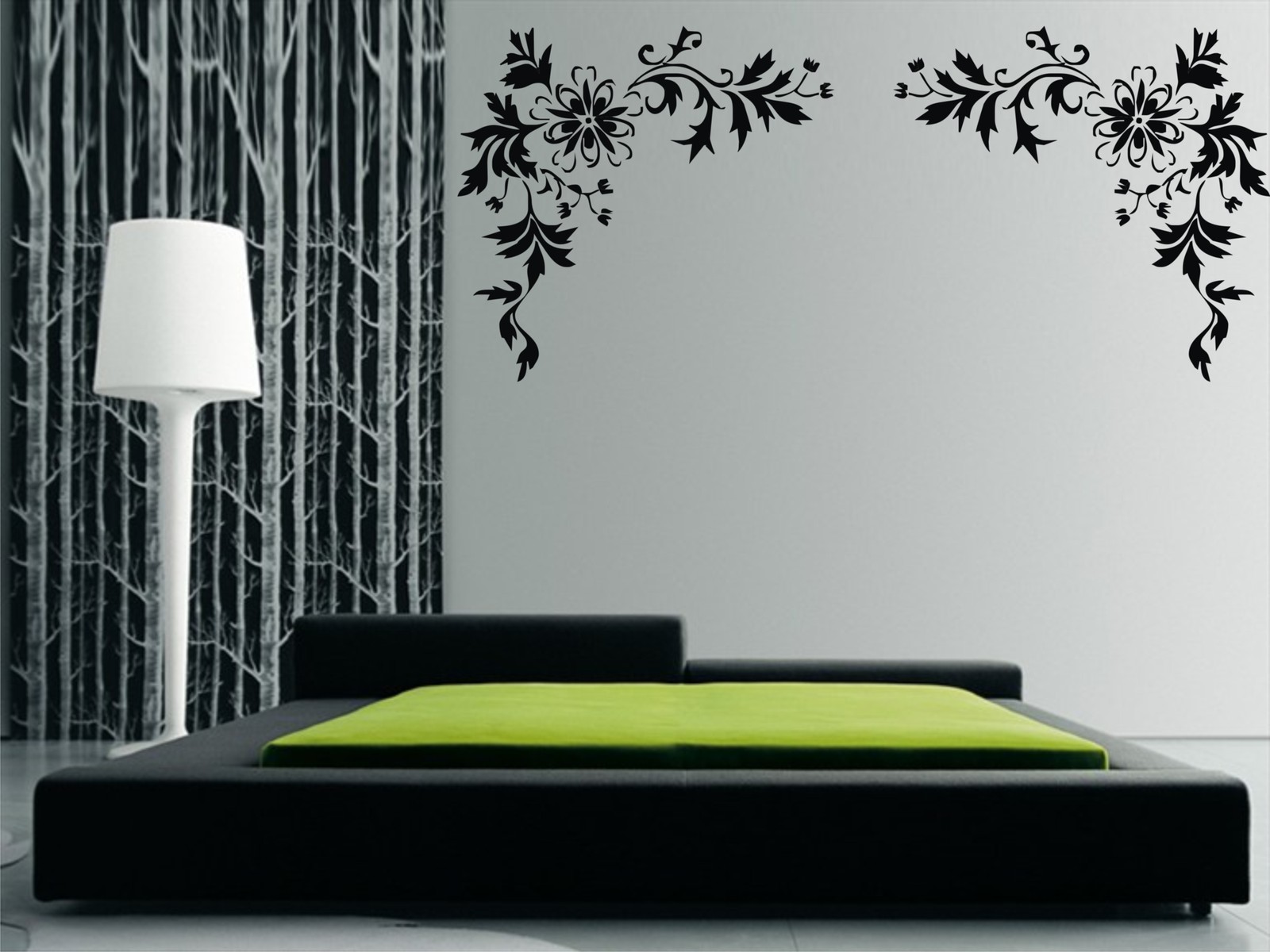 FLORAL CORNERS (II) (Left & Right) Wall Art Stickers – change your plain wall!