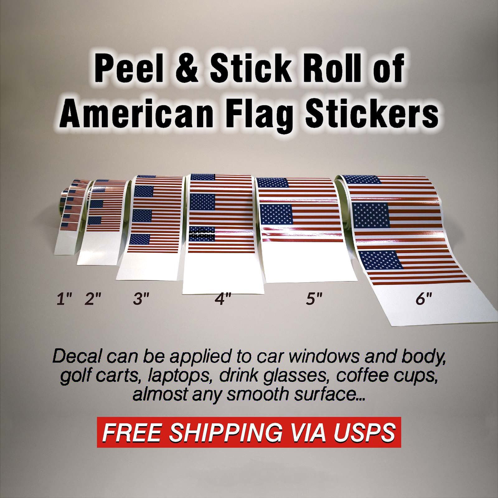 Rolls of Peel & Stick American Flag Stickers