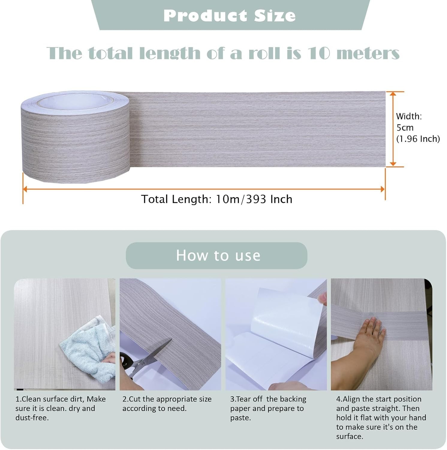 65.5 Foot! Wood Grain Renovation Tape Waterproof Self Adhesive Door Window Floor