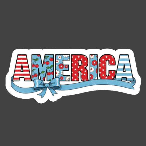 Patriotic Sticker Vinyl Decal America Bow Floral Cute USA Gift