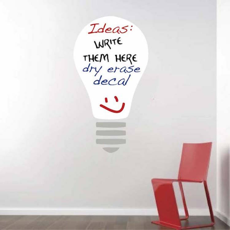 Light Bulb Dry Erase Wall Decal Bedroom Planner Living Room Wall Sticker, s54