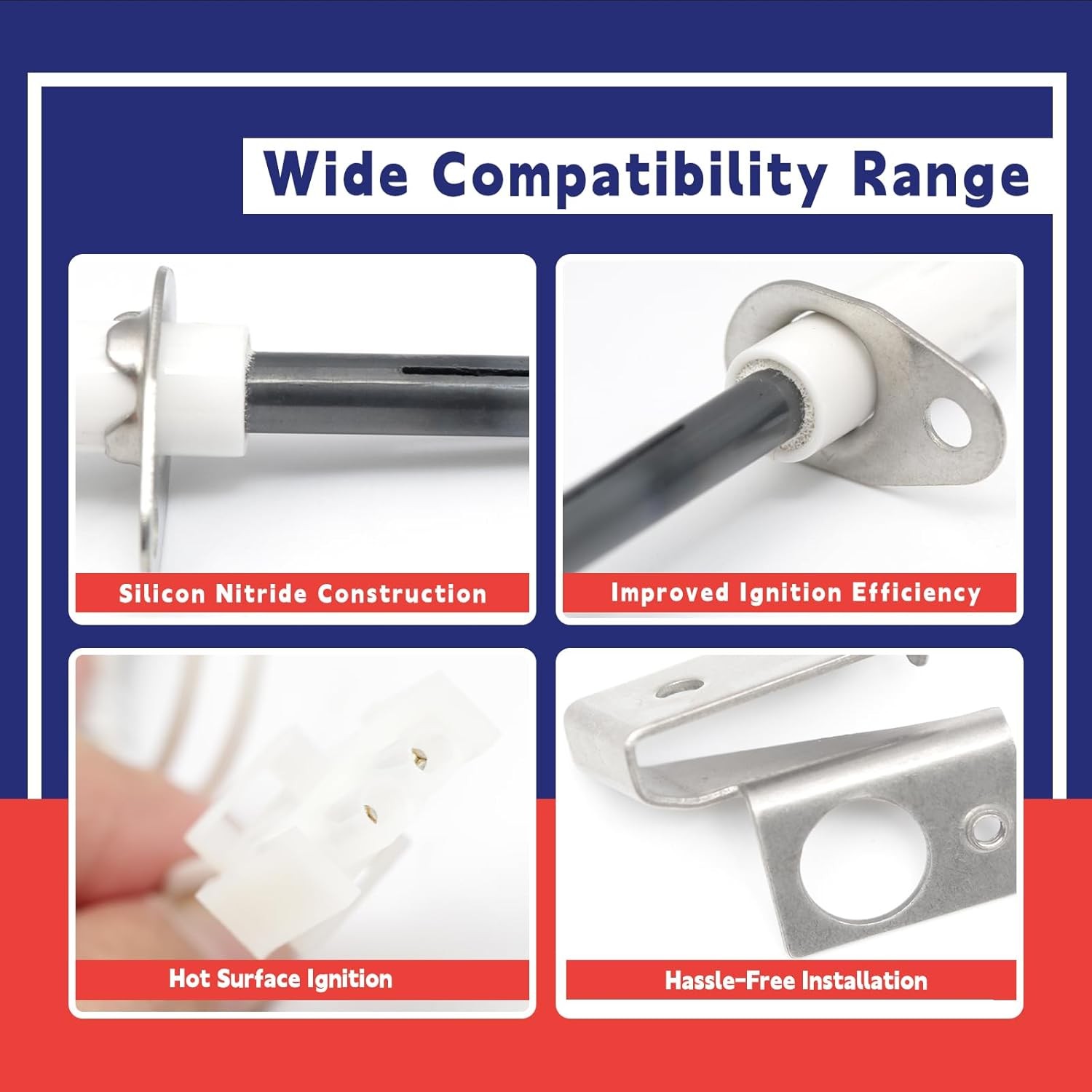 903110A 903110 Universal Furnace Hot Surface Ignitors With Plug, Round Silicon N