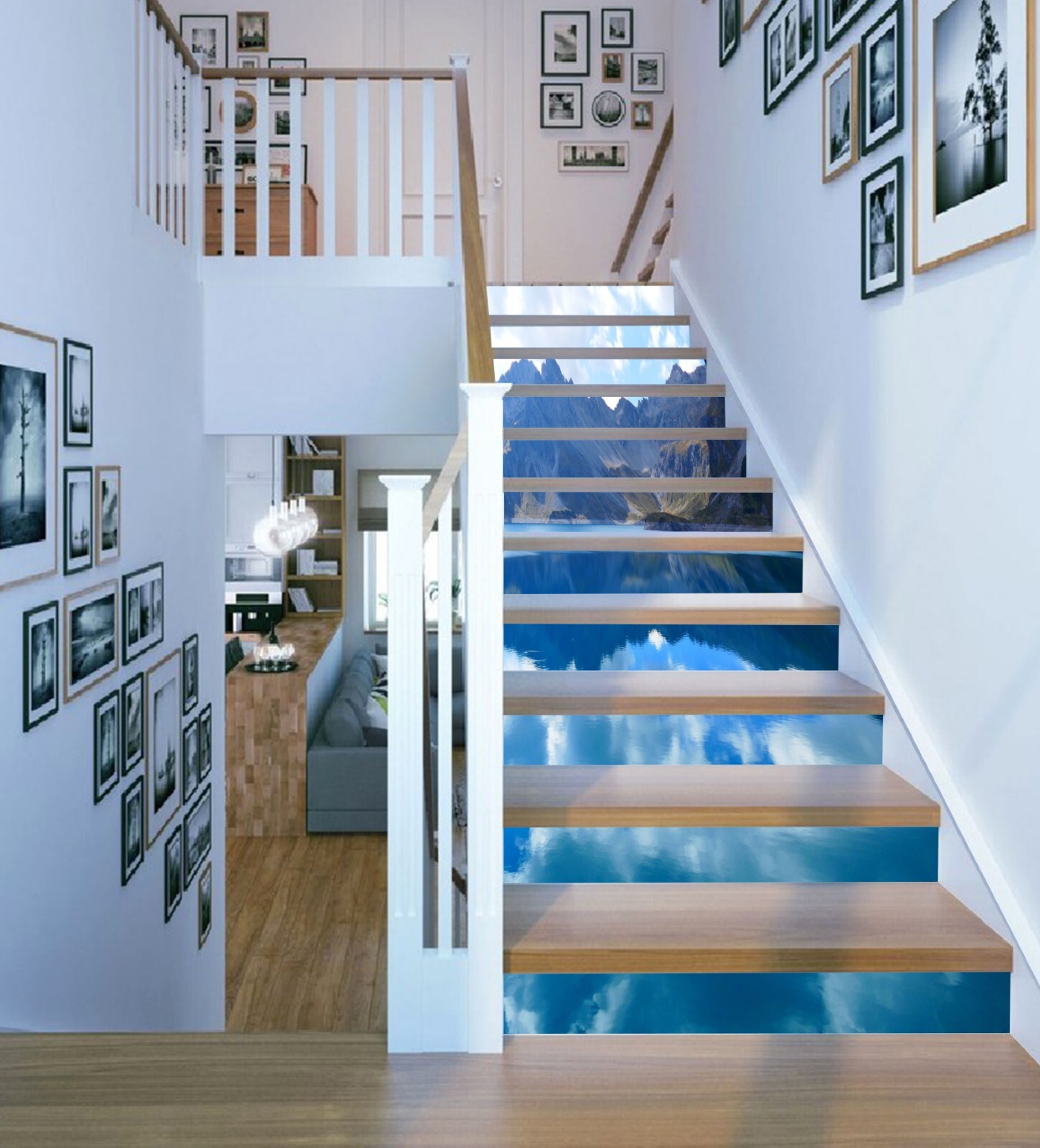 3D Blue Sky River 252 Stair Risers Decoration Photo Mural Vinyl Decal Wallpaper