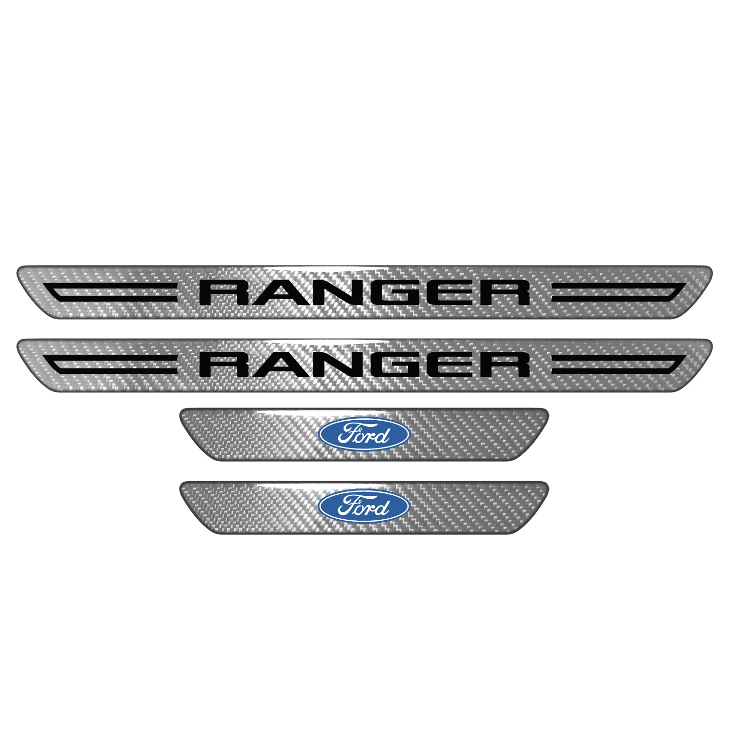 Ford Ranger Silver Carbon Fiber Universal Door Sill Protector Kick Plates