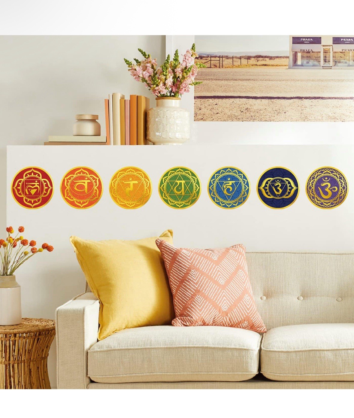 Maydahui 7 Sheets Chakra Wall Stickers Yoga Zen Meditation Room Wall Decals
