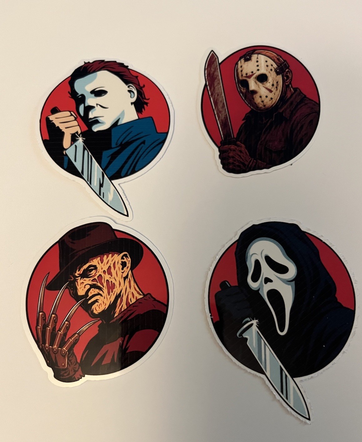 Horror Movie Killer Sticker Pack Michael Myers Jason Freddy Ghostface 4pc