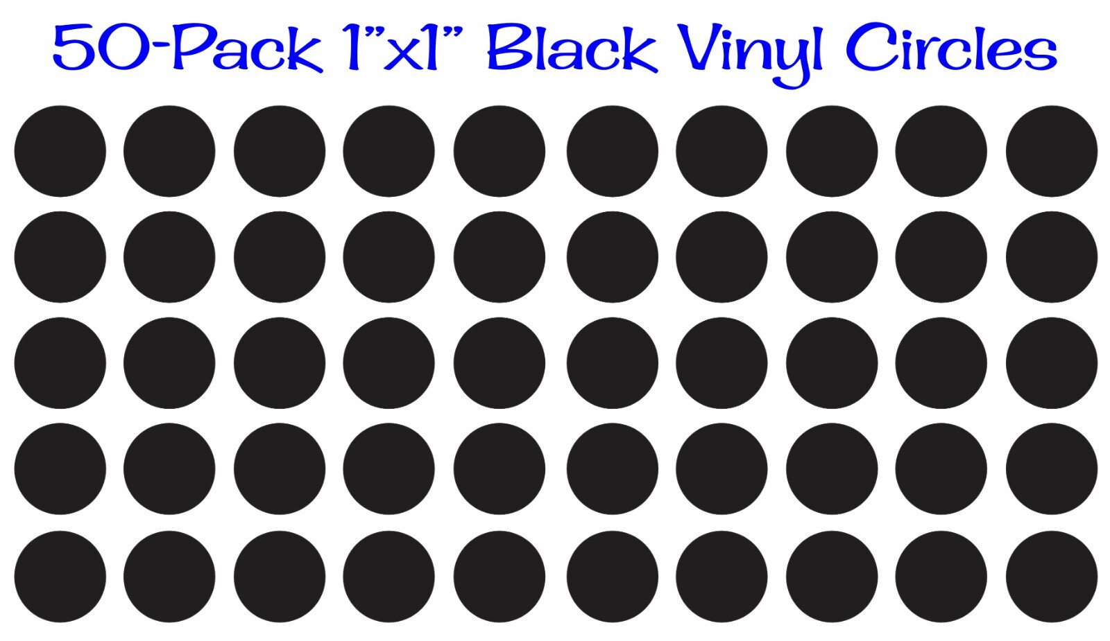 50 pack – 1"x1" Round Black Vinyl Stickers / Decals Circles Polka Dots Die Cut