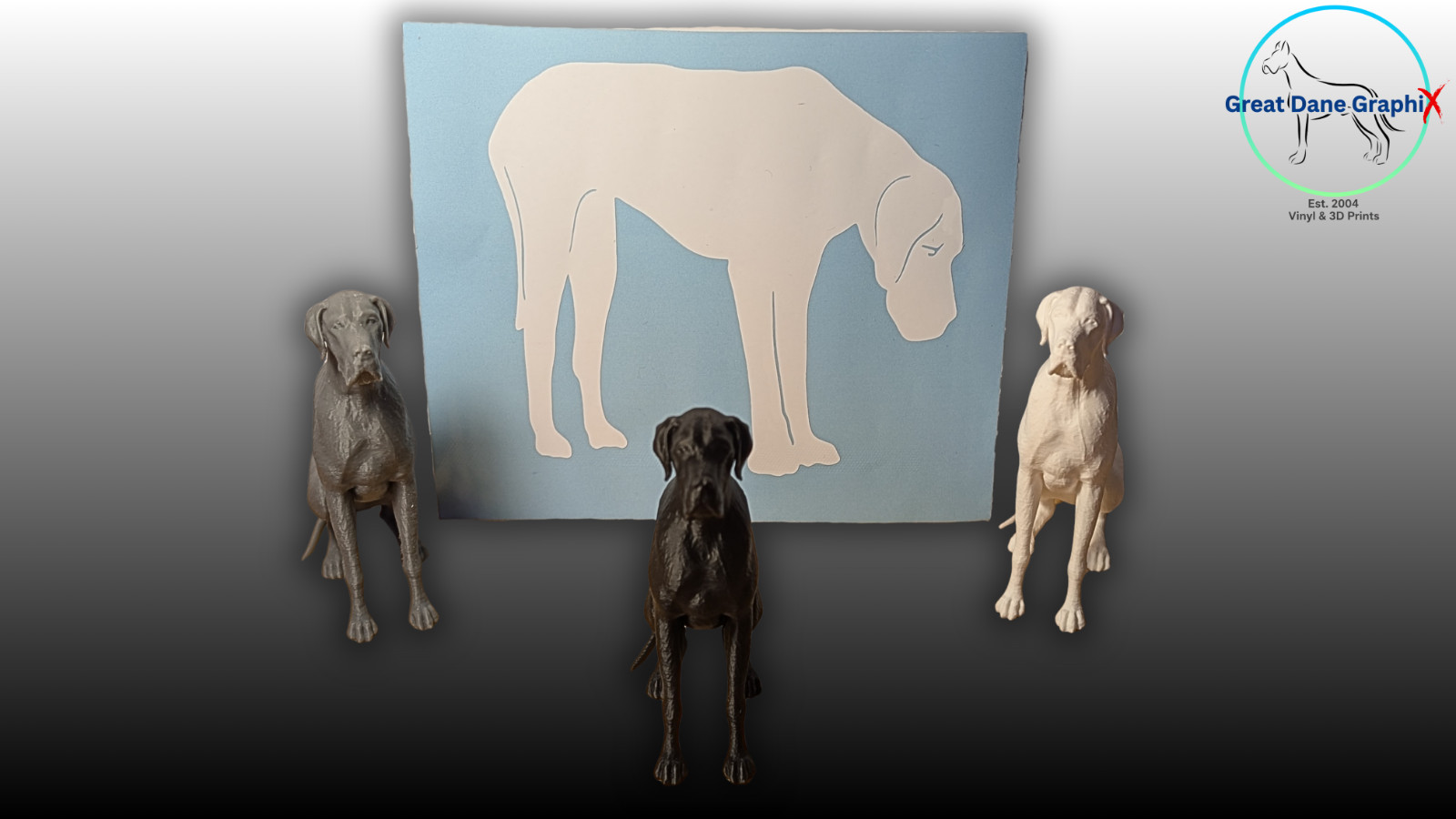 Great Dane Figure & Decal Set – 3D Printed – Paintable DIY Dog Art Combo Set