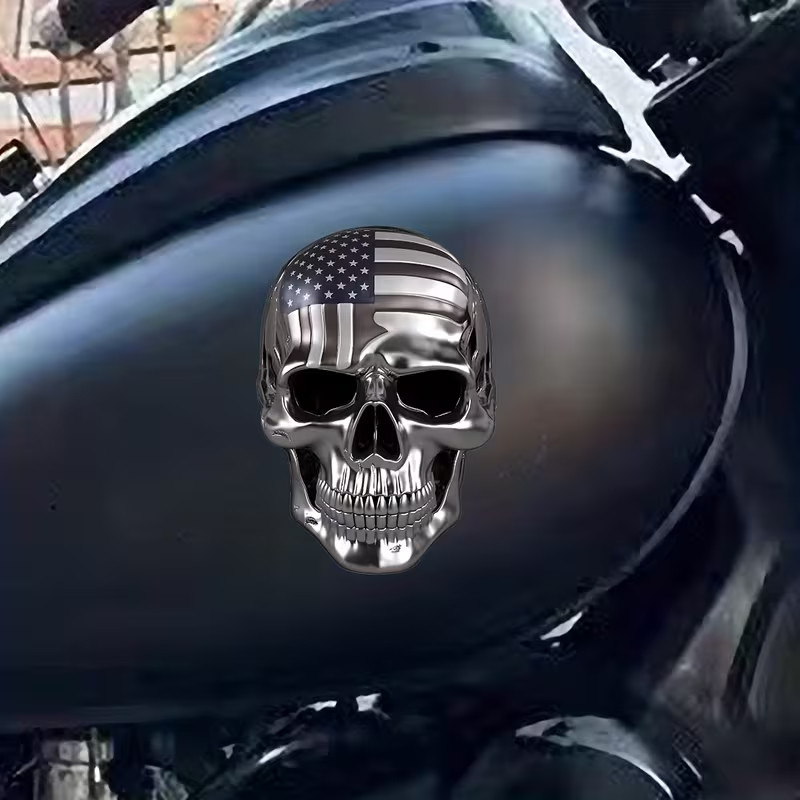 Rendered Skull Sticker in Heavy Metal Style for Waterproof Decoration