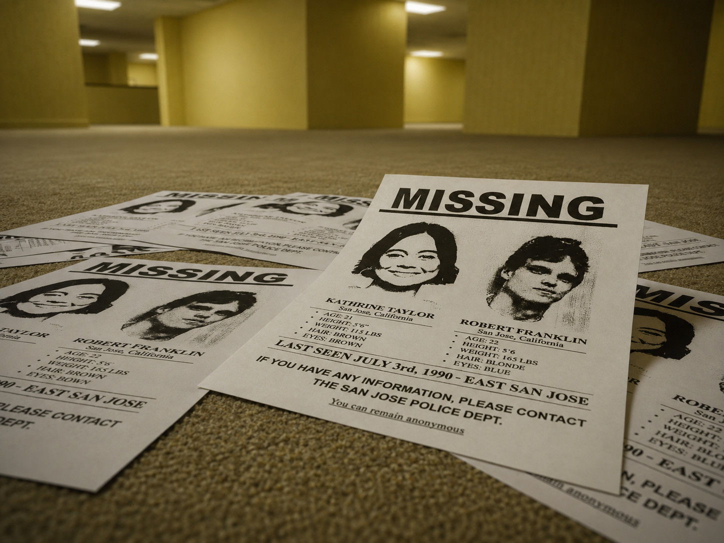 Backrooms Missing Poster Sticker, Bobby and Kat 8.5 x 11 Matte Vinyl