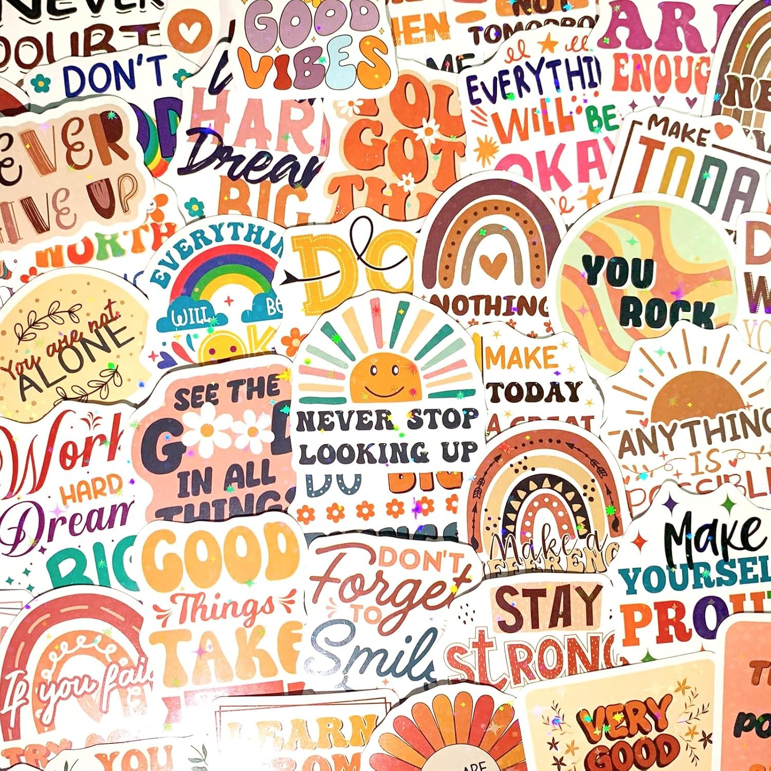 200Pcs Boho Motivational Stickers Waterproof Positive Vinyl for Laptop Bottle