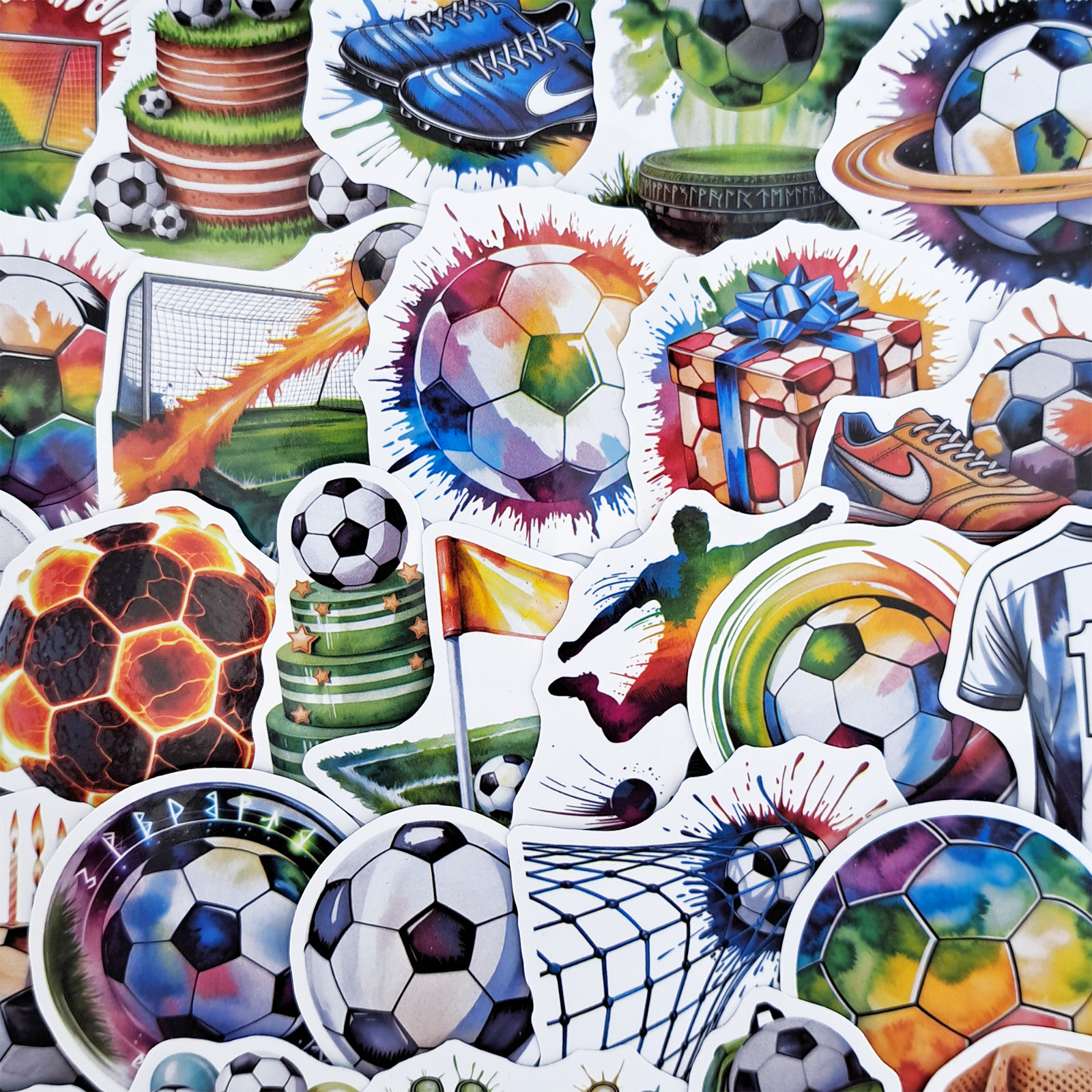 50 PCS Soccer Fan Sticker Pack Football Ball Jersey Goal Trophy Coach Gift