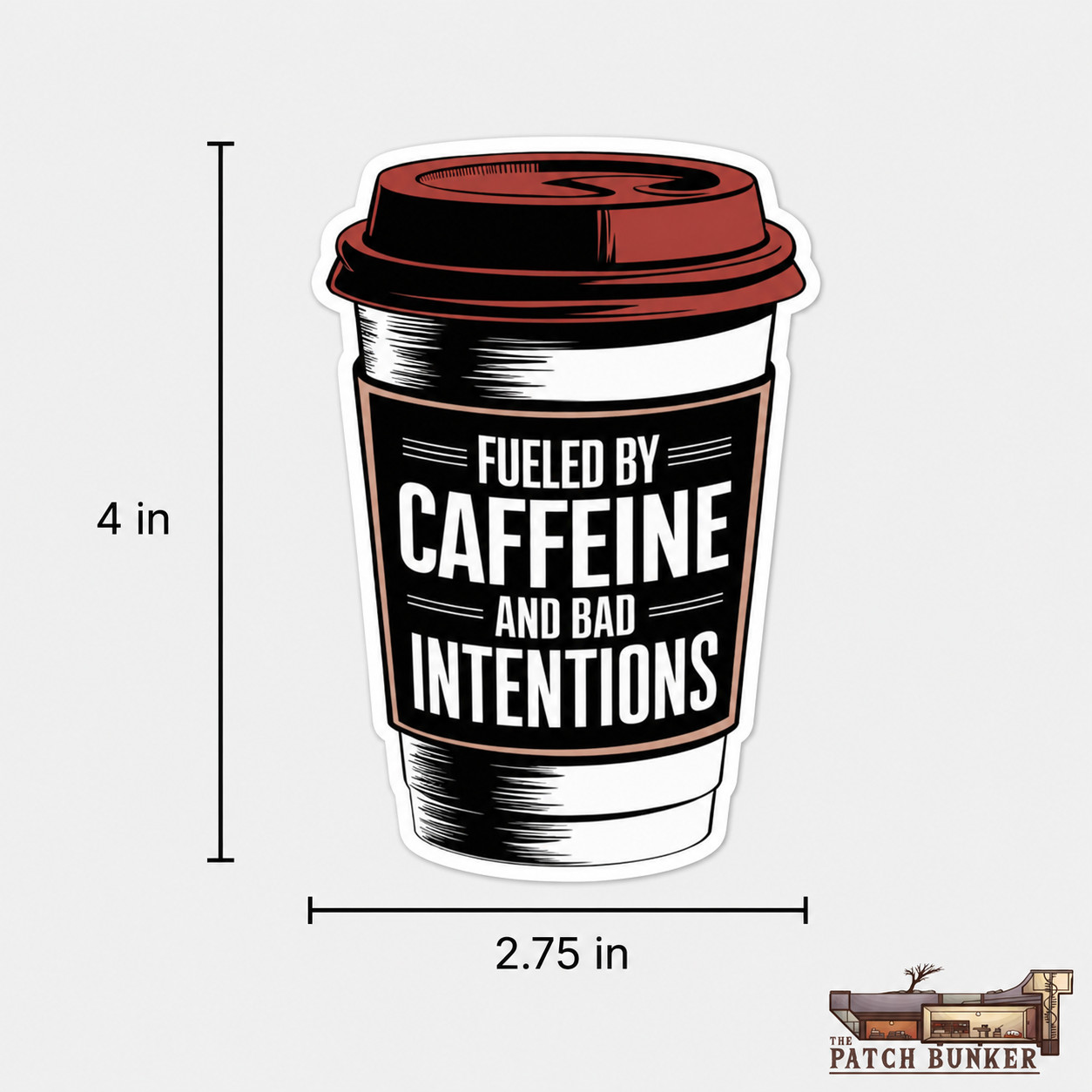 Fueled by Caffeine Sticker 4in Funny Coffee Cup Vinyl Decal for Laptop