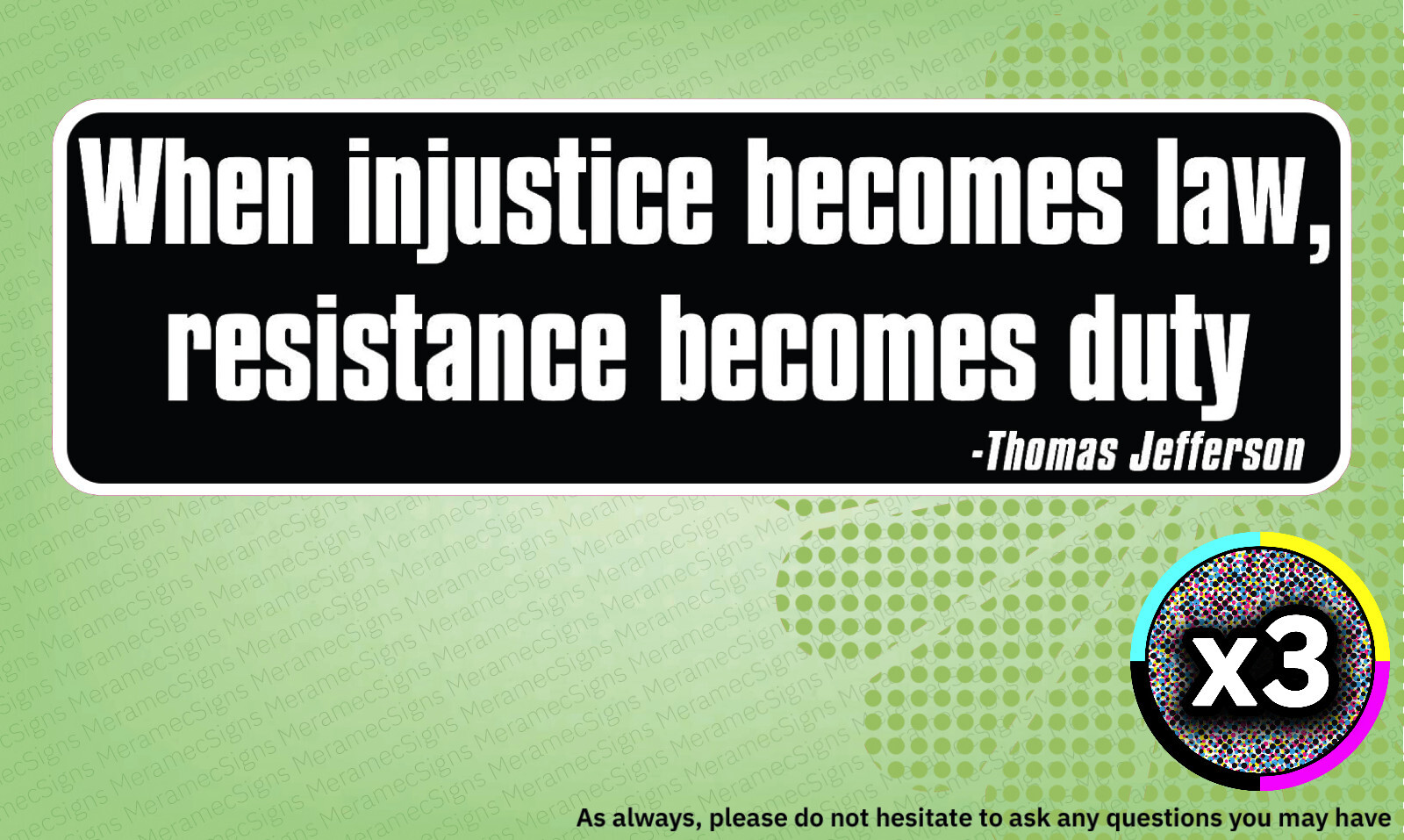 x3 4" When Injustice Becomes Law… Thomas Jefferson Stickers Quotes Trump Maga