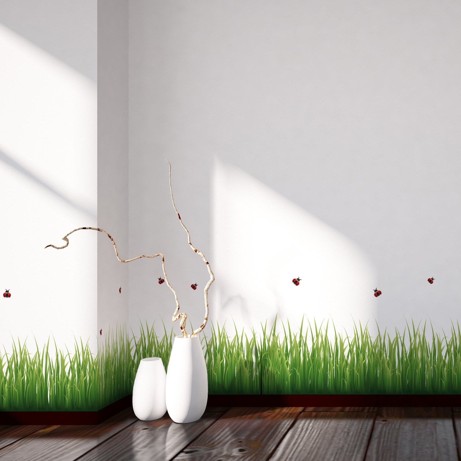 , Grass and Ladybugs Border Decal, Green, Wall Decal, Multicolor, 78.75 x 11….