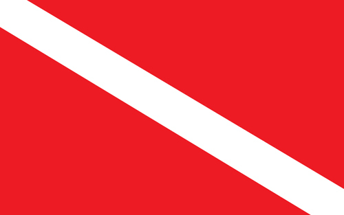 Dive Flag Sticker Red White Decal for scuba divers 4x6inch #736