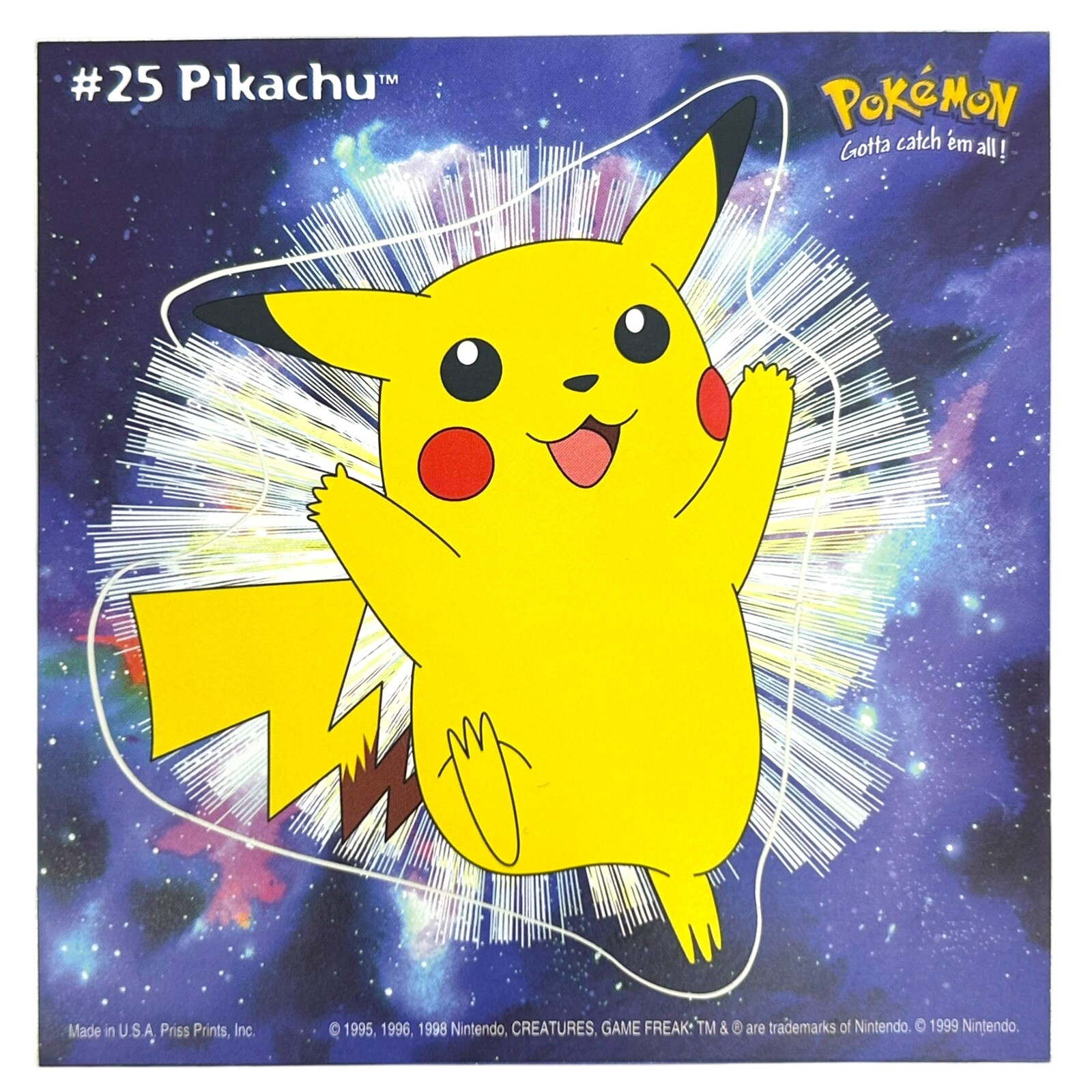 Pokemon Collect ’em Stick-Ups Pikachu #25 Large 4” Sticker Priss Prints