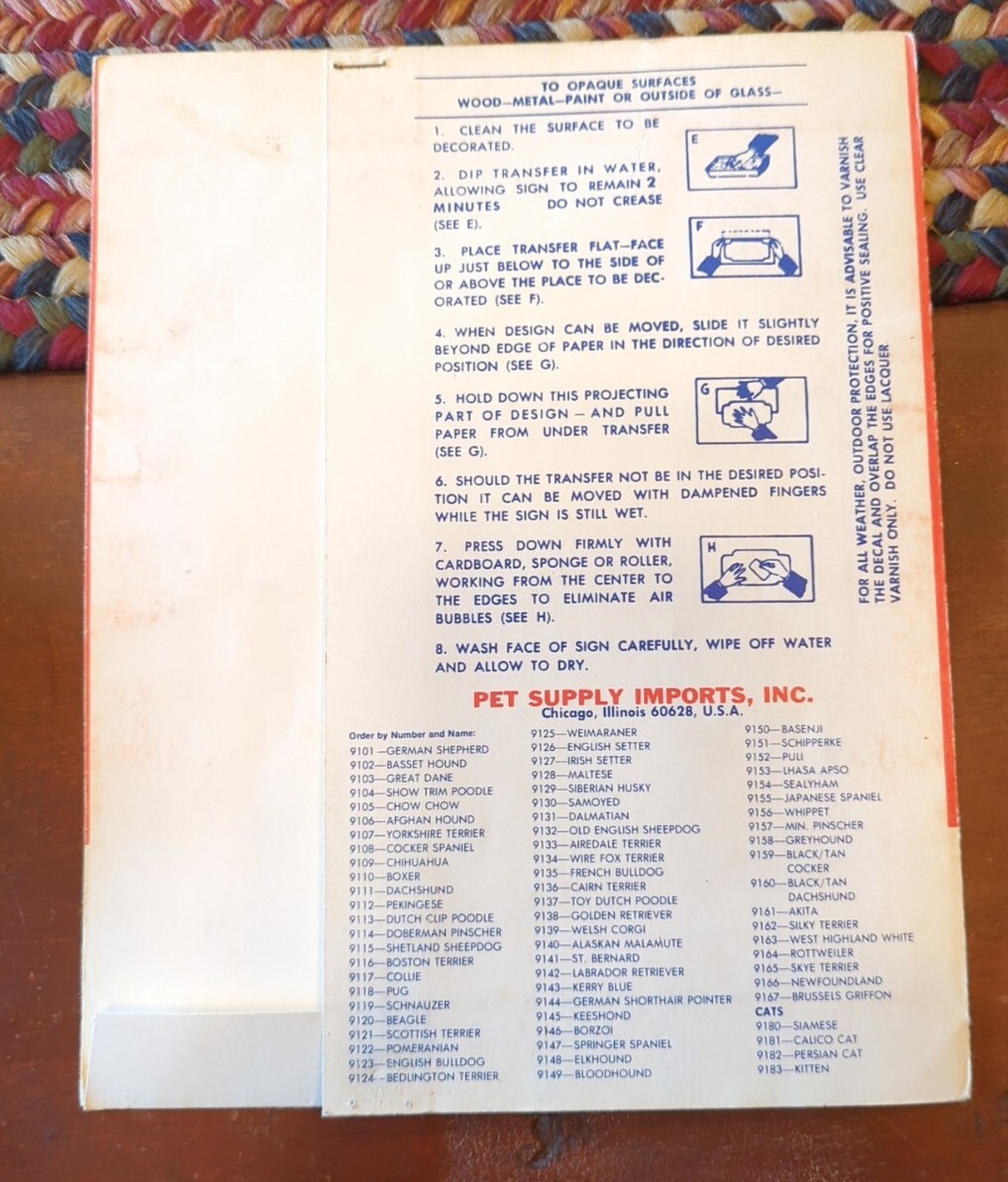 Vintage Black Tan Dachshund 1971 Dog Art Decal By D.K. Dennis RARE!!