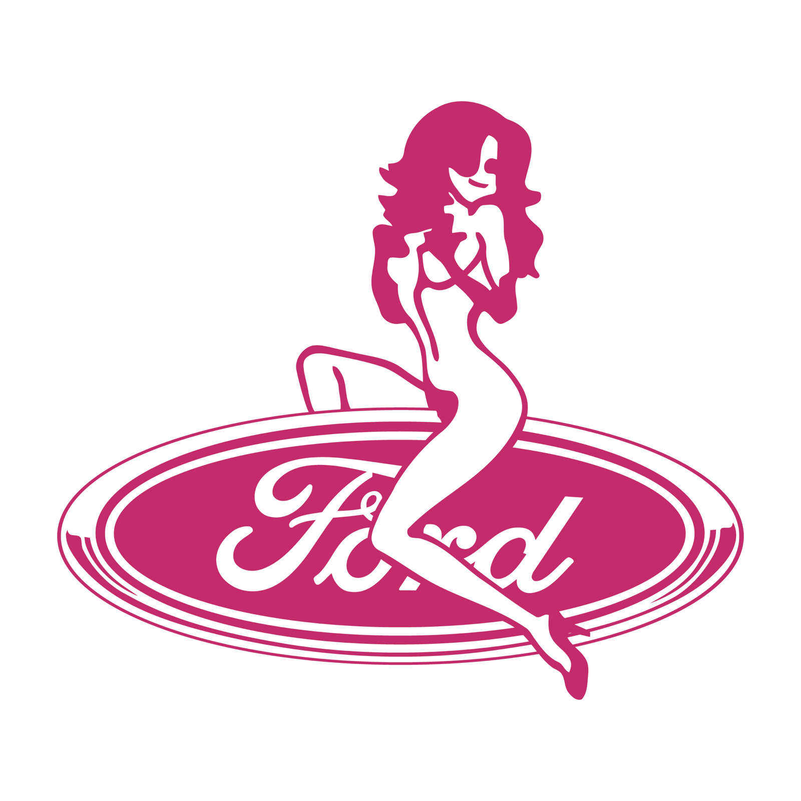 Ford Logo With Sexy Girl Die Cut Decal USA Made Multiple Colors Available 6+yrs