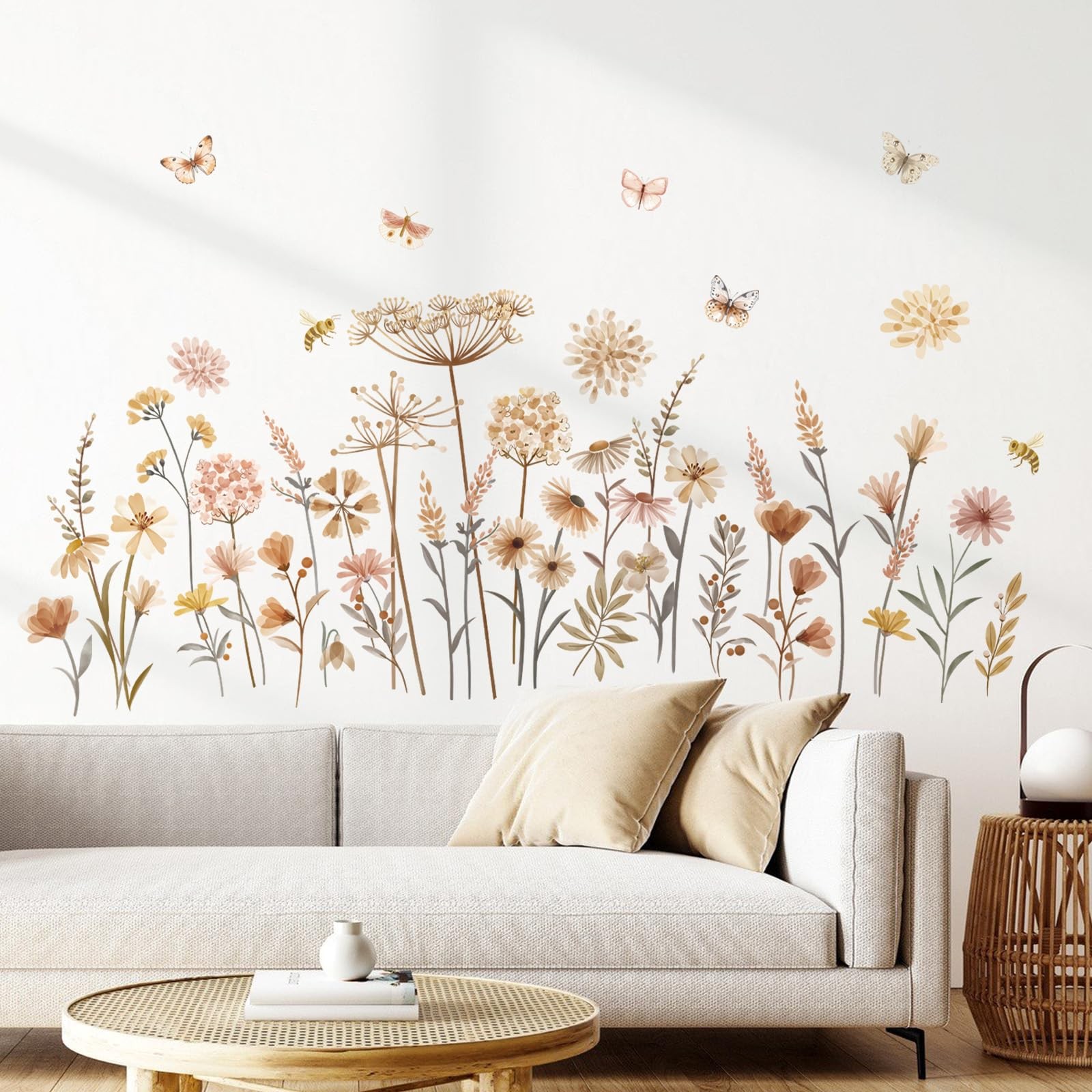 Boho Flower Wall Wildflower Floral Dandelion Grass Wall Stickers Baby Nursery G