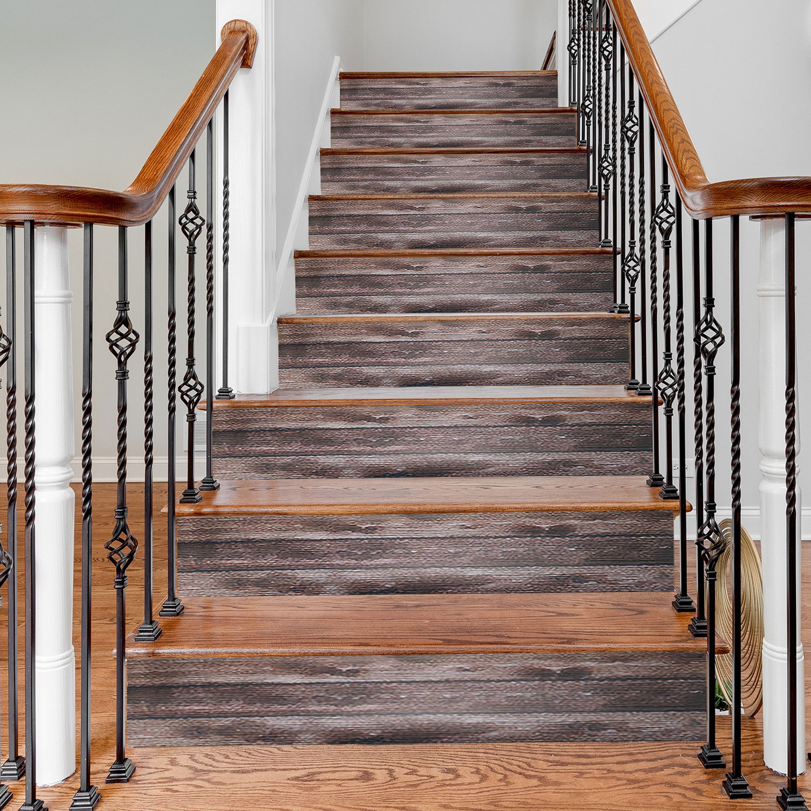14pcs Self-Adhesive Stair Stickers Peel Stick Vinyl Staircase Decals Wood