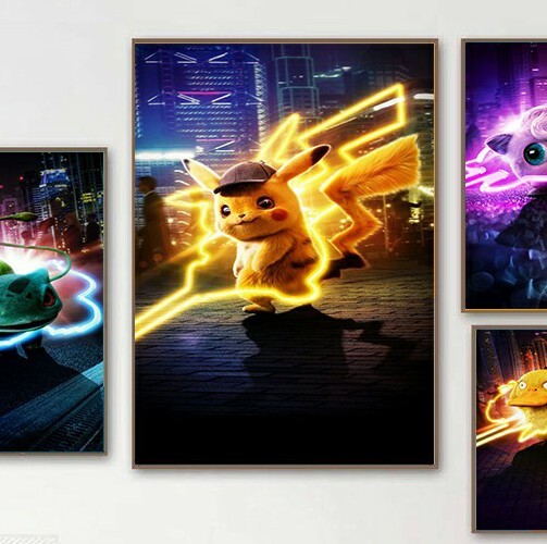 Poster Fabric Pokemon Without Framework Detective Pikatchu Dash 50×29 1/2in