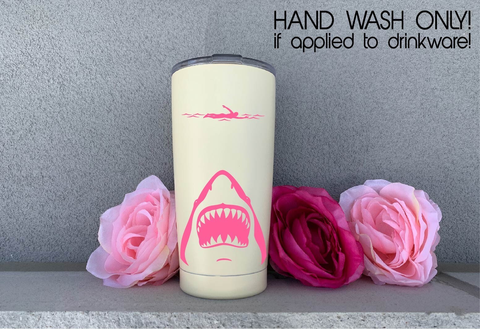 Shark Jaws and Swimmer Decal Sticker Decor Ocean Retro Attack Sea Animal